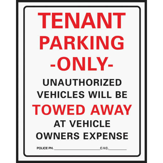 Hy-Ko Commercial Grade Plastic Sign, Tenant Parking Only