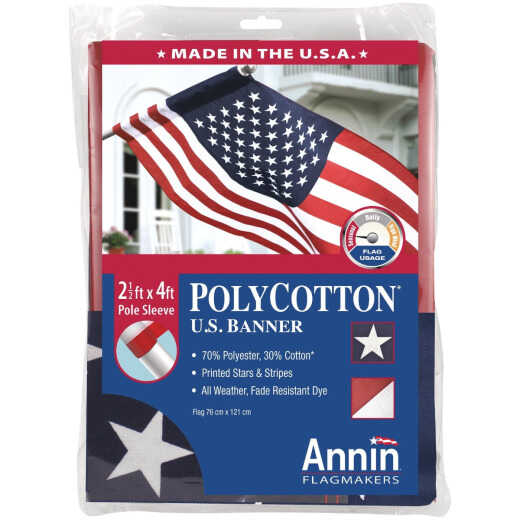 Annin 2.5 Ft. x 4 Ft. Polycotton American Banner Flag